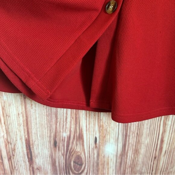 Amazon CTU Red Waffle Knit Lace Sleeve Button Front Cardigan - Picture 6 of 10